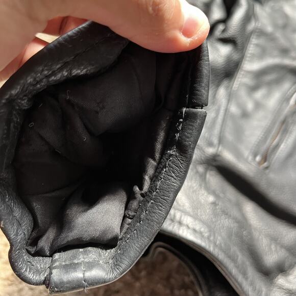 First Jafrum Leather Motorcycle Jacket Mens M Black Heavyweight Lined Vented - Picture 10 of 12